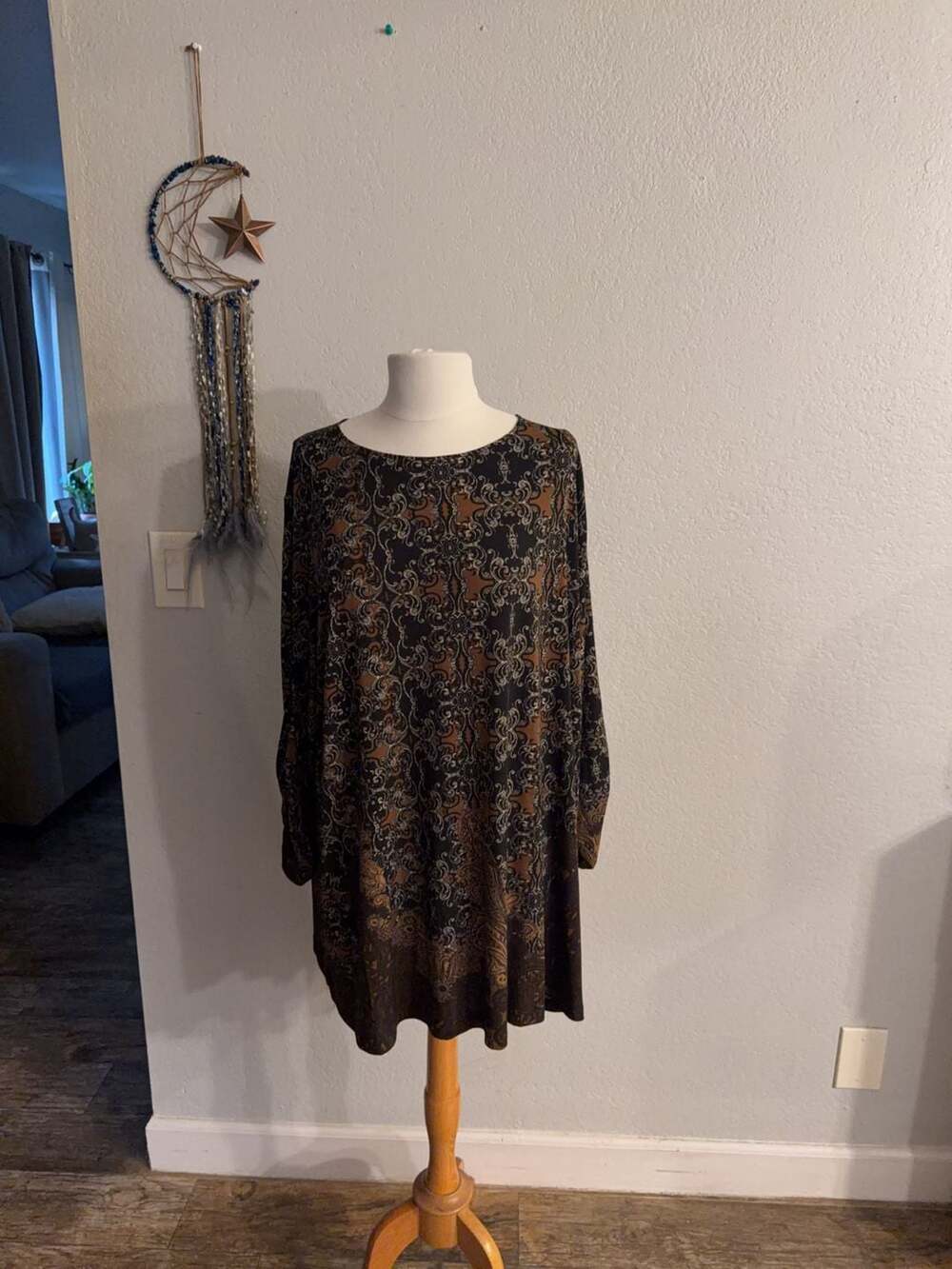 Susan Graver Long Sleeve Printed Tunic Top Size 3X